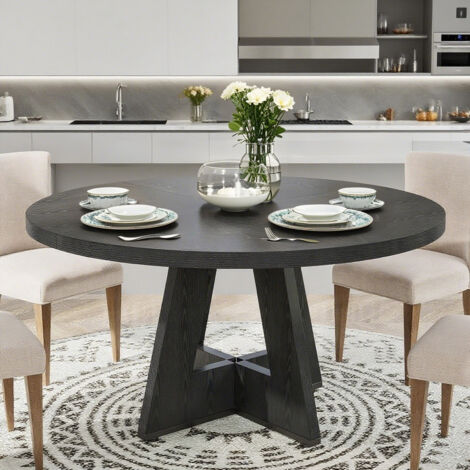 MSFE Table De Salle à Manger Ronde 120 Cm, Table De Cuisine Rétro Pour