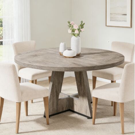 Table à Manger Ronde 120 ×75 cm, Bois pour 4 Personnes, pour Cuisine gris