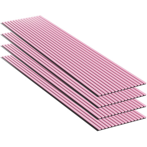 Lot 4 pièces - Panneau Acoustique - Rose - Feutrine Noir - 240x60x1.1cm