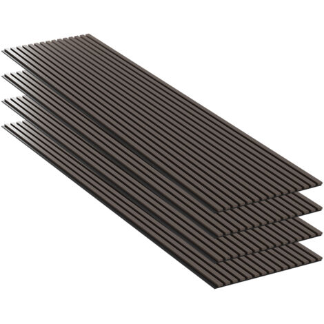 Lot 4 pièces - Panneau Acoustique - Noyer Foncé - Feutrine Noir - 240x60x1.1cm