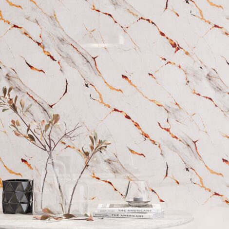 Panneau Mural – Blanc Or – Effet Marbre – 250x120x0.3CM