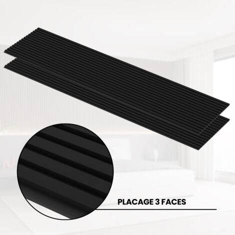 Lot de 2 - 240 x 60 cm - Panneau Tasseaux - Noir Mat - Feutrine Noir