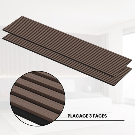 Lot de 2 - 240 x 60 cm - Panneau Tasseaux - Noyer Foncé - Feutrine Noir