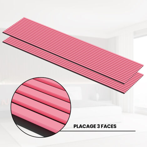 Lot de 2 - 240 x 60 cm - Panneau Tasseaux  - Rose -  Feutrine Noir