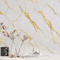 Panneau mural – Blanc Or – Effet Marbre – 250x120x0.3CM