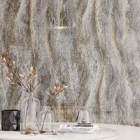 Panneau Mural – Gris Or – Effet Marbre – 250x120x0.3CM