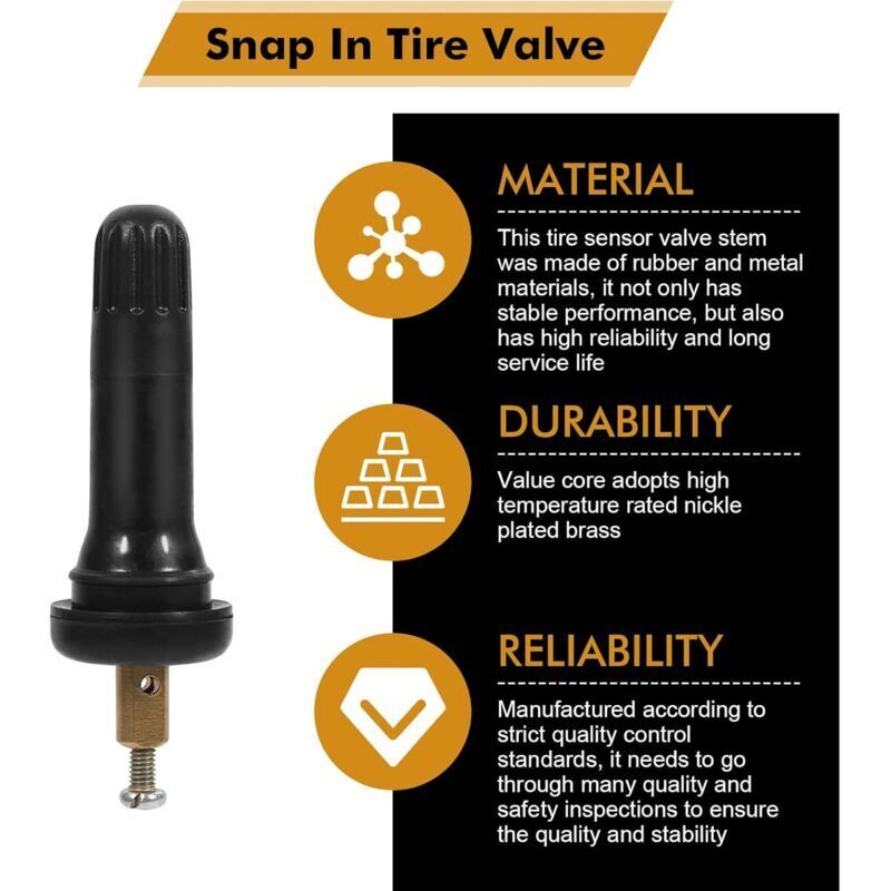 4 Pièces Valves de Capteur de Pression TPMS pour Pneus, Tiges de Valve en Caoutchouc Anti-Explosion, Accessoires Essentiels pour la Surveillance de la Pression des Pneus de Voiture,Capteur de Pression