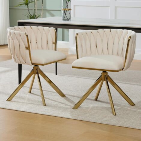 Fauteuil Moderne 1 Place en Velours Côtelé, Rotation 180° avec Assise Ergonomique - Pieds Métal Doré - Noir (1/5)