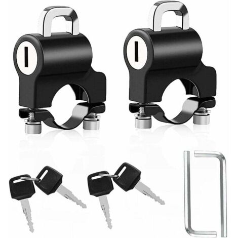 Jusch – Antivol casque moto avec 2 clés – Cadenas en alliage d'aluminium – Résistant aux intempéries – Verrouillage sécurisé pour guidon 20-28mm