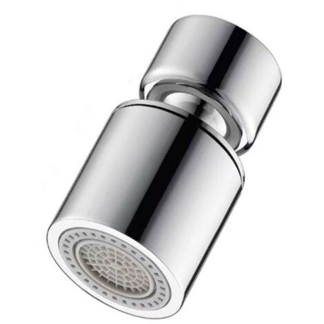 Tête de robinet flexible, fonction 360 degrés, fonction double aérateur d'eau, 2 types de jet, tête tamis, argent (1/4)