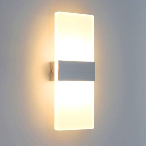 Applique Murale Intérieure 6W LED Moderne Applique Murale Aluminium Acrylique Luminaire pour Chambre Chevet Couloir Salon Bureau Restaurant Bar Hôtel Lit Blanc Chaud
