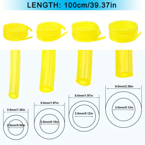 Lot de 4 Tuyaux d'Essence (2x3.5mm, 2.5x5mm, 3x5mm, 3x6mm) pour Outils de Jardin (1/4)