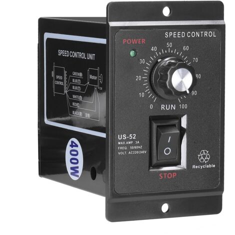 Contrôleur de vitesse pour moteur AC220V, contrôleur de vitesse numérique réglable PWM, 400W, contrôleur de vitesse miniature pour moteur AC US52. (1/5)