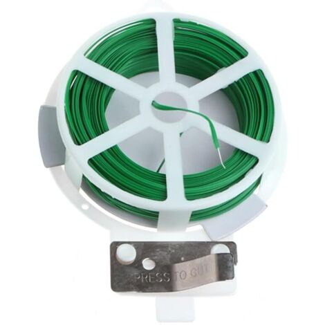 Bobine de câble métallique torsadé pour jardin, collier de serrage auto-coupant pour jardin, 50 mètres avec coupe-câble intégré (5 pièces) (1/5)