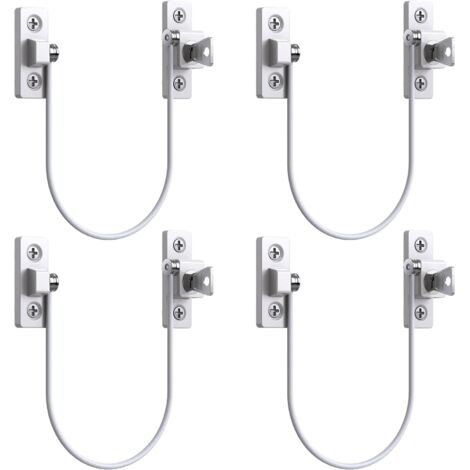 4pcs Entrebâilleur Fenêtre Porte Restricteur de Porte de Fenêtre Verrou Fenetre UPVC Verrouillage de Limite Verrou de Sécurité Câble Serrure de Limite Avec Clé et Vis
