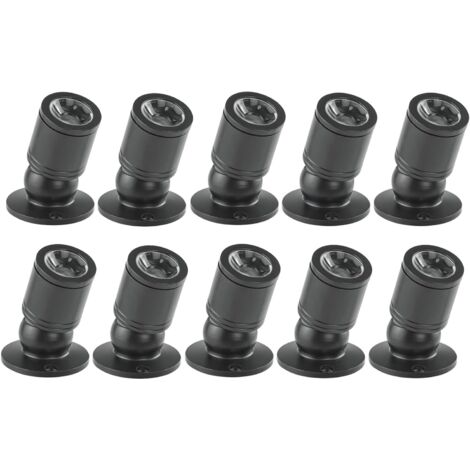 Mini Spot à LED Mini Spot Encastré Encastrable au Plafond 1W avec Pilote 100-265V AC pour Maison/Armoire à Vin/Armoire à Bijoux/Salon/Placard, 10pcs[Classe énergétique A+] (Black, Lumière chaude) (1/5)
