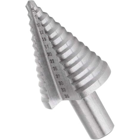 Ineasicer Foret Étagé Cône Trou Cutter 13 étapes 5-35mm Rondes Shank Bit Cone Cutting Drill avec Revêtement Titane pour Métal Bois Plastique (1/5)