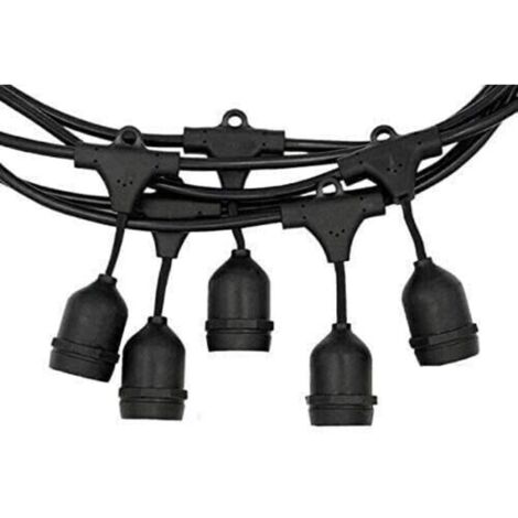 Guirlande lumineuse - Avec douilles E27 - Pour la décoration du jardin, décorations de Noël - Noir Classique 10 Meter 10 Fassungen,Ampoules non incluses