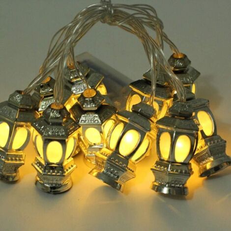Guirlande lumineuse Musulmane Ramadan à LED - Décoration pour festival, fête, chambre à coucher, anniversaire (blanc chaud, 1,5 m, 10 LED) (1/4)