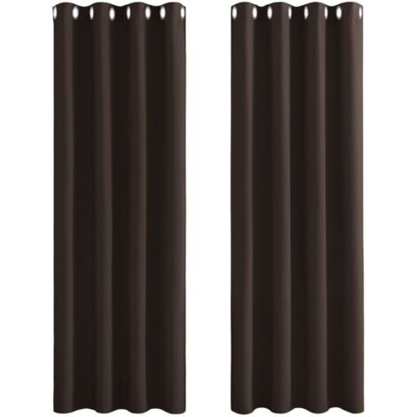 Rideaux Occultant pour Chambre - Double Rideau Isolation Thermiques de Fenêtre Maison / Tissu Solid Lourd pour, Lot de 2 ,L 140 X H 240cm,Marron