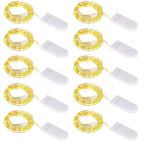 Guirlande Lumineuse [Lot de 20], Mini Guirlande LED a Pile M 0 LEDs Fil de Cuivre Intérieur et Extérieur Décoration Lumière pour Chambre Noël Mariage Fête Soirée Maison Jardin (Blanc Chaud)