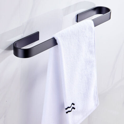 Porte-Serviettes Noir En U sans perçage 45 cm - Qualité supérieure - pour Salle de Bain - Auto-adhésif - Montage Mural - Accessoire de Salle de Bain pour Salle de Bain, Cuisine, Toilettes (1/4)