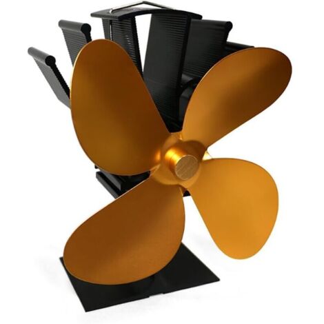 Ventilateur de poêle à bois Hot Blast à 4 pales, économie de combustible, chauffage écologique (or) (1/4)