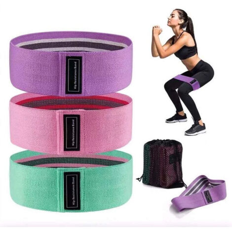 Bande Elastique Musculation en Tissu, Bande Elastique Fitness 3 Niveaux de Force, Elastique Sport pour Le Yoga/Pilates/Fitness/Squats/Pont fessiers