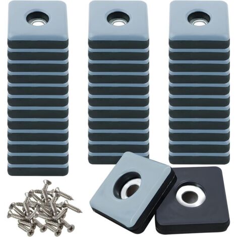 Patins en téflon à visser, 36 pièces, diamètre 25 mm, carrés, avec 36 vis en acier inoxydable et PTFE pour une protection efficace des meubles, chaises et sols. (1/4)