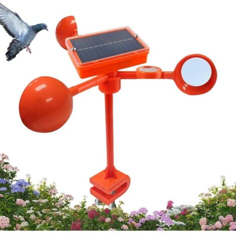 Répulsif solaire pour oiseaux avec rotation à 360 degrés - Piège à pigeons pour entrepôts, jardins, fermes, patios, campings et terrasses (1/4)