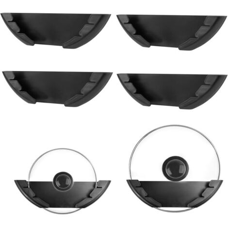 Lot de 4 supports muraux pour couvercles de casseroles de 15 à 32 cm - Autocollants - Plastique - Pour portes de placard (1/4)