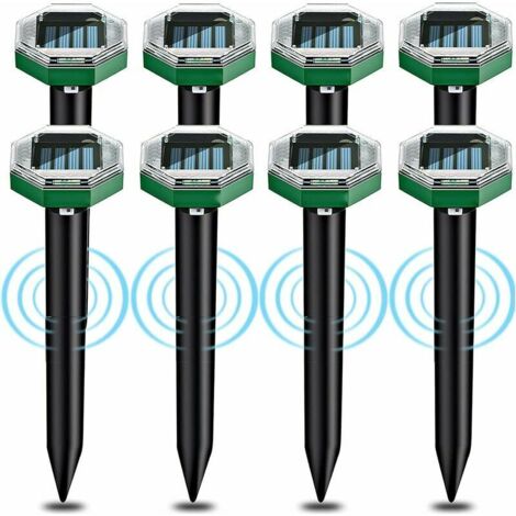 Répulsif solaire ultrasonique anti-taupes Tigrezy (8 unités), étanche IP65, convient aux jardins, patios et pelouses. (1/5)