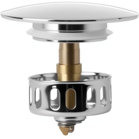 Bouchon d'évier universel en acier inoxydable pour salle de bain, cuisine et douche, avec trou de drainage de 43 mm. (1/4)