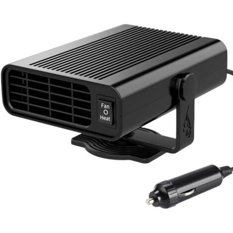 Chauffage de voiture, 12 V 120 W, prise allume-cigare, dégivreur de pare-brise 2 en 1, base rotative à 360°, chauffage rapide pour tous types de voitures, noir (1/4)