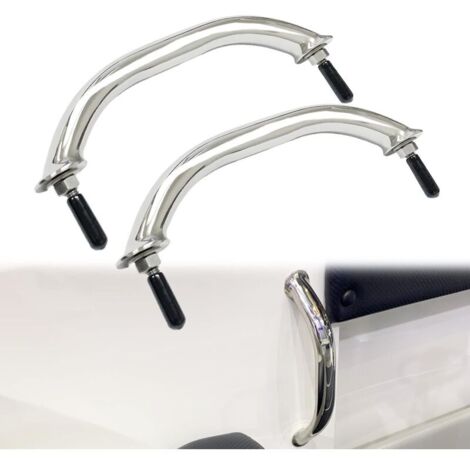 Poignée de bateau en acier inoxydable de 25,4 cm, poignée de main courante, accessoires nautiques, finition polie miroir avec double goujon. (1/4)