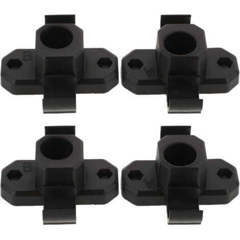 Lot de 4 supports de pieds de table pliables et réglables en acier pour mobilier d'extérieur, en plastique noir. (1/4)