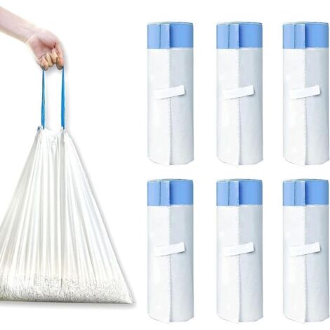 Sacs à litière pour chat 500 x 450 mm, avec poignée de transport, pour litière autonettoyante, paquet de 90, biodégradables, durables, indéchirables, 6 rouleaux (1/4)