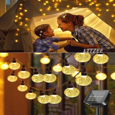 Guirlande Lumineuse Solaire Extérieure UISEBRT - 30 M, 300 LED Blanc Chaud - IP44, Télécommande, 13 Modes, Minuterie