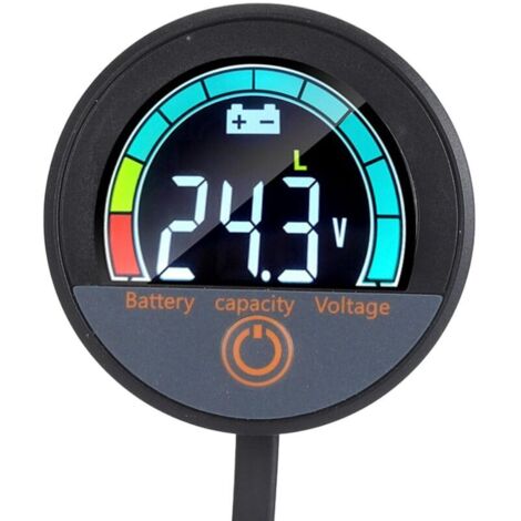 Indicateur d'énergie rond, voltmètre et indicateur de capacité de batterie, grand angle de vision, DC 8-100 V, pour batteries lithium-fer-acide de vélos électriques