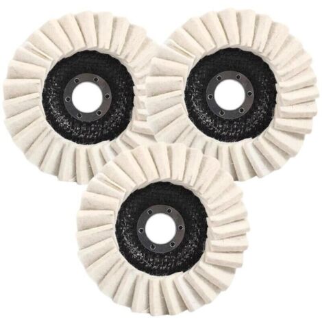 Disques de polissage en feutre de laine de 11,4 cm (4,5 pouces) pour métal, marbre, pierre, meubles, cire pour voiture, disque de polissage en laine, lot de 3