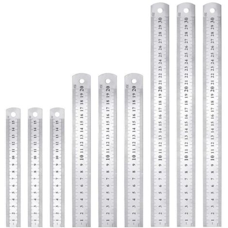 Règle en acier inoxydable, 15, 20 et 30 cm, en métal, double face, pour menuisiers, durable et résistante à la corrosion, idéale pour les étudiants, les ingénieurs, les architectes et les enseignants. (1/4)