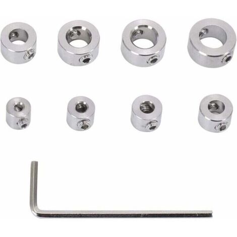 Butée de profondeur de perçage, 8 pièces en acier inoxydable, bague de butée de profondeur durable avec clé hexagonale, positionneur de foret pour forets de 3 à 10 mm