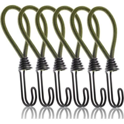 Lot de 6 tendeurs élastiques avec crochets, corde élastique avec crochets en métal pour attacher des bâches en plein air, verrouillage de la charge de la moto