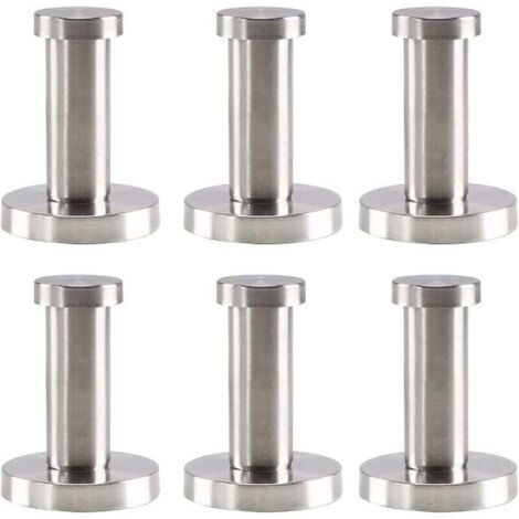 Lot de 6 crochets muraux en acier inoxydable ronds argentés, crochets muraux en acier inoxydable pour salle de bain, 52 mm, crochets muraux pour peignoir, serviette, manteau, chambre à c (1/4)