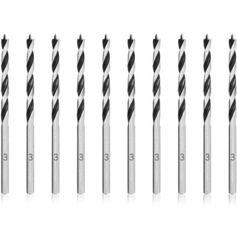 Forets à Bois Hélicoïdaux 3mm 10 Pièces Mèche pour Bois Professional Foret Brad Point pour Bois