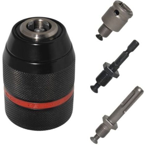 Mandrin Perceuse, 1/2-20 UNF Mandrin, Mandrin Autoserrant, 1.5-13mm Mandrin de Perçage, Adaptateur de mandrin de perçage sans clé, Mandrin SDS Convient à de nombreux types de forets (4) (1/4)