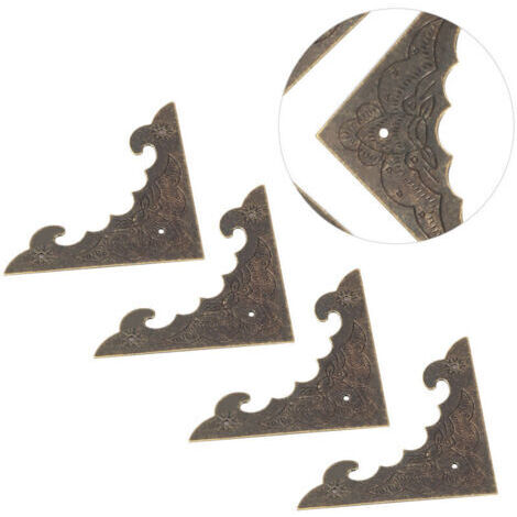 Lot de 12 boîtes à bijoux en bois, coffret cadeau, protections d'angle décoratives en bronze, protection des bords, S (1/4)