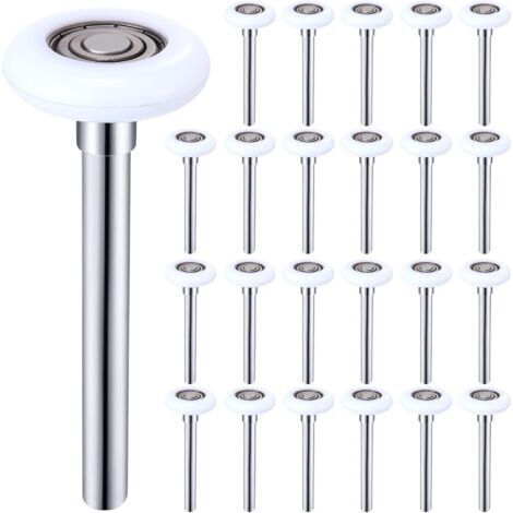 Lot de 24 roulettes de porte de garage en nylon blanc de 5 cm (2 pouces), robustes, axe de 12 cm (4,7 pouces), silencieuses, durables, 6200ZZ, double joint, roues de porte (1/5)