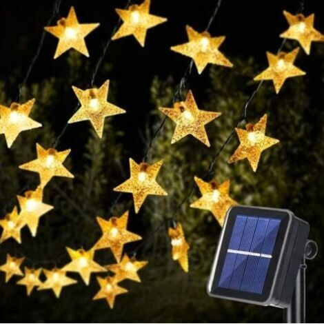 Guirlande lumineuse solaire d'extérieur, en forme d'étoile, 12 m, 100 LED, 8 modes d'éclairage, étanche, idéale pour le jardin, la terrasse ou les fêtes de Noël. (1/5)