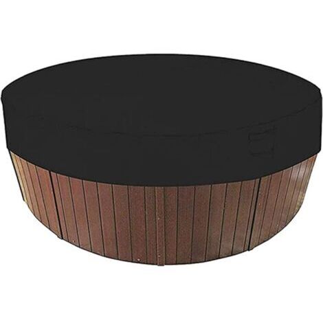 Couverture solaire ronde pour piscine, 100% résistante aux UV, imperméable, 190T, pour spas extérieurs, 200 x 30 cm/190 x 30 cm (noire) (1/5)